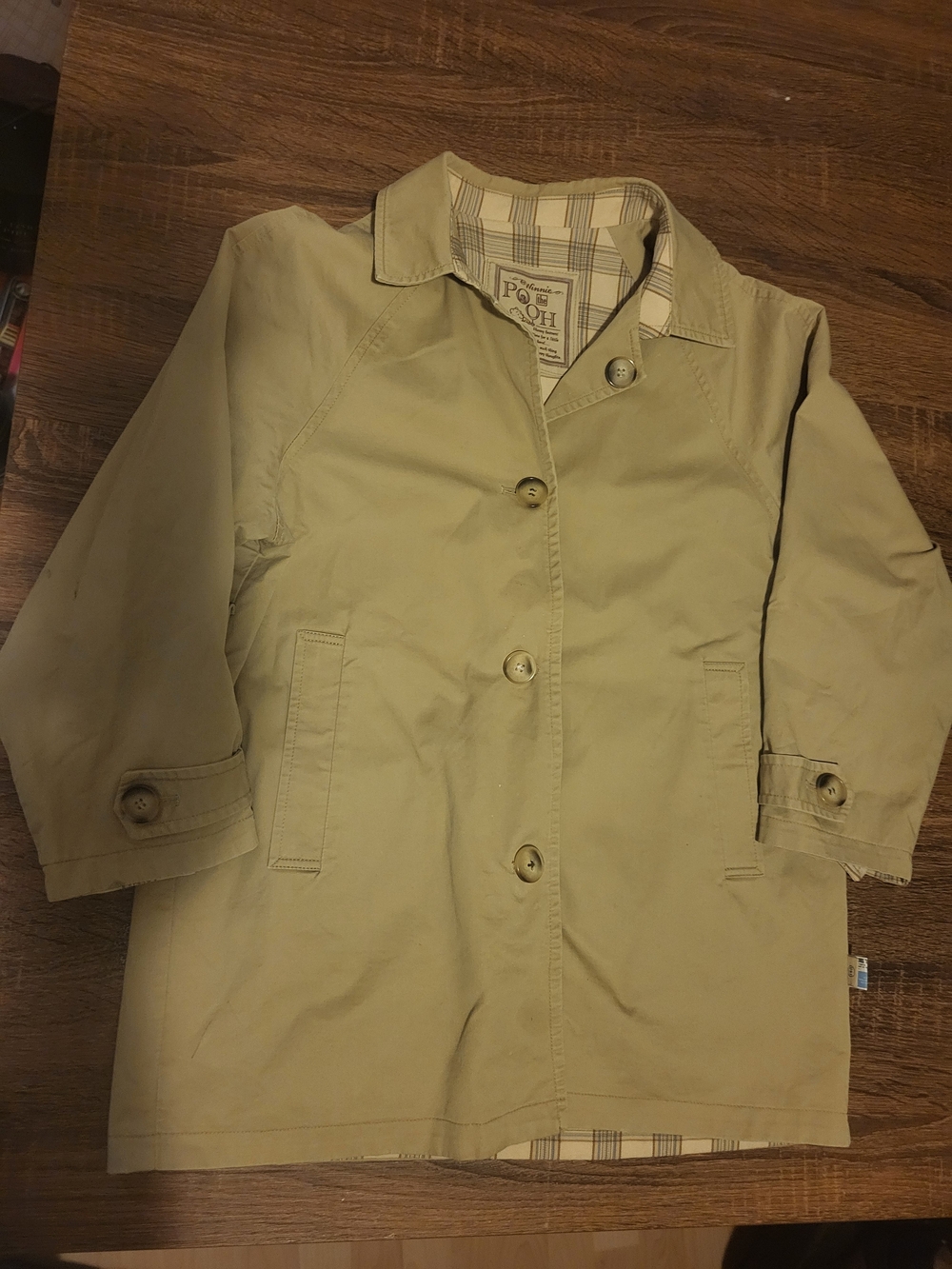 Children's Khaki Raincoat – Classic Button Front